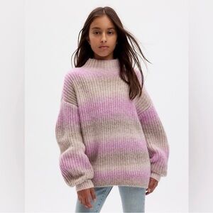 Gap Kids Girls XL (12) Stripe Mockneck Sweater - Ombre Pink